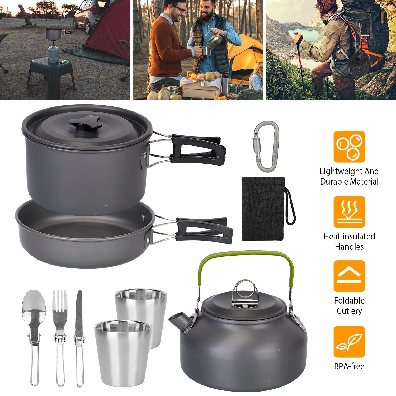 12-Pieces: Camping Cookware Set