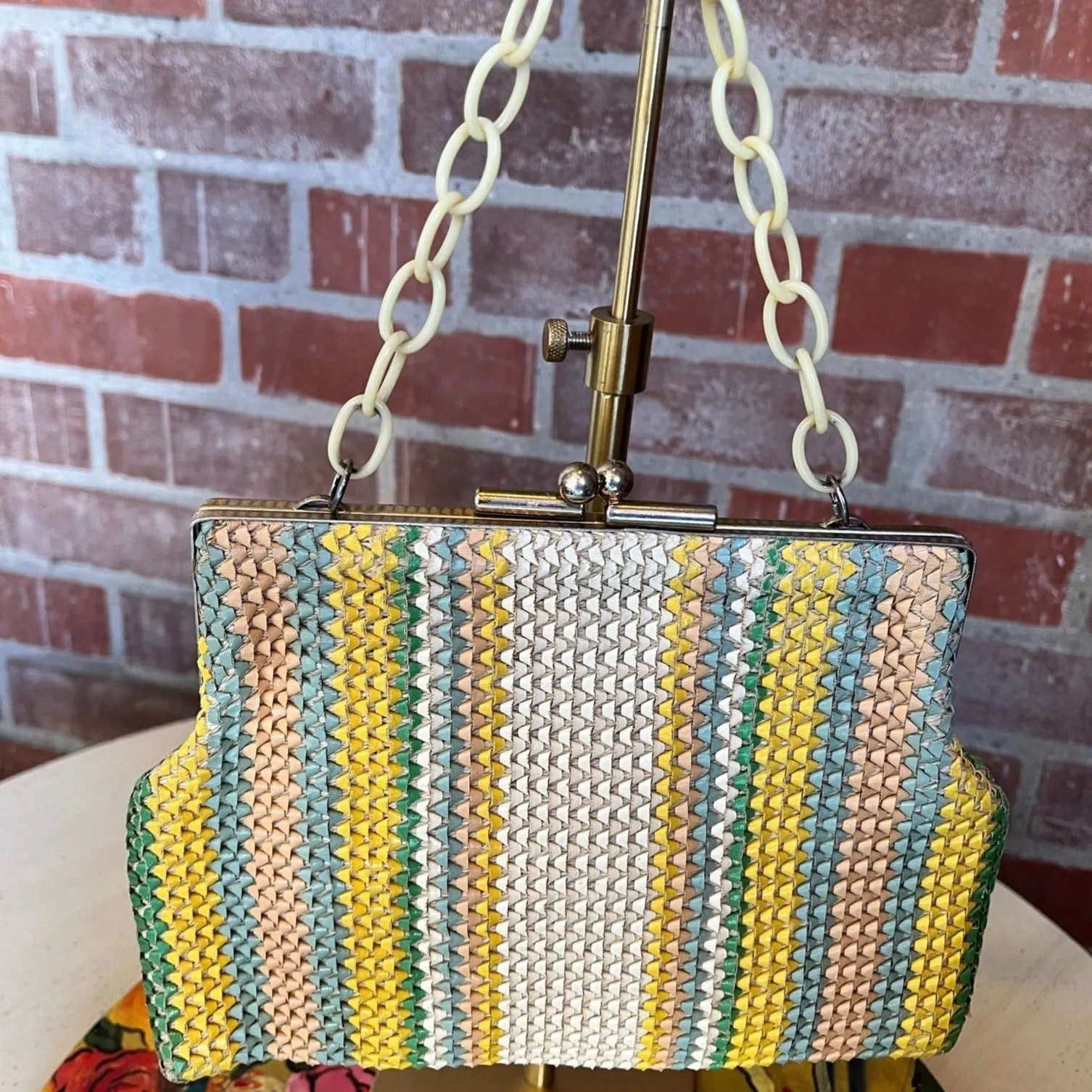 1940s Pastel Woven Bag