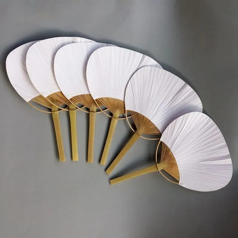 20pcs/lot Pure handmade fan Pai pai bambu Pure white bamboo handle blank calligraphy painting blank group fan white fan summer