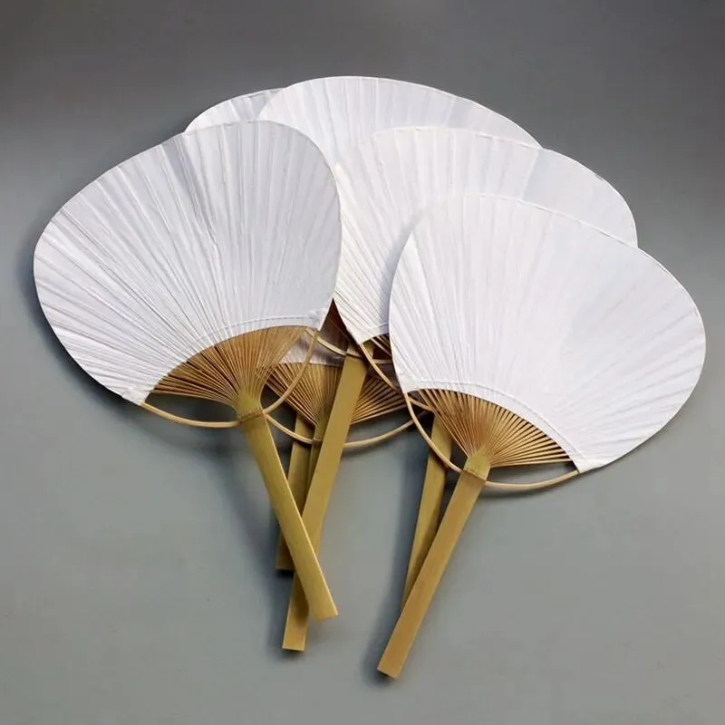 20pcs/lot Pure handmade fan Pai pai bambu Pure white bamboo handle blank calligraphy painting blank group fan white fan summer