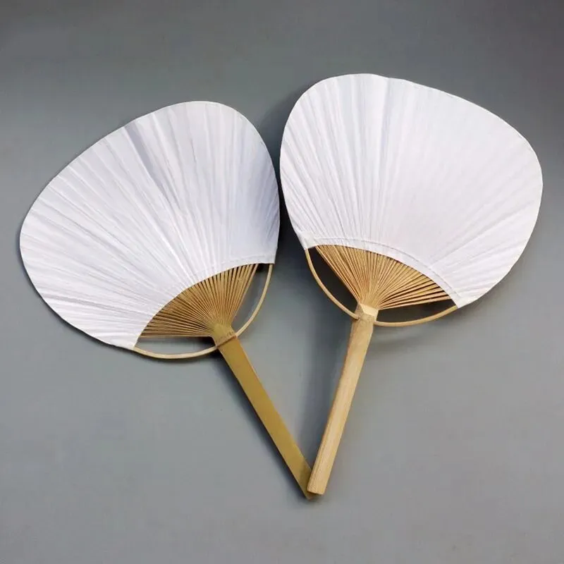 20pcs/lot Pure handmade fan Pai pai bambu Pure white bamboo handle blank calligraphy painting blank group fan white fan summer