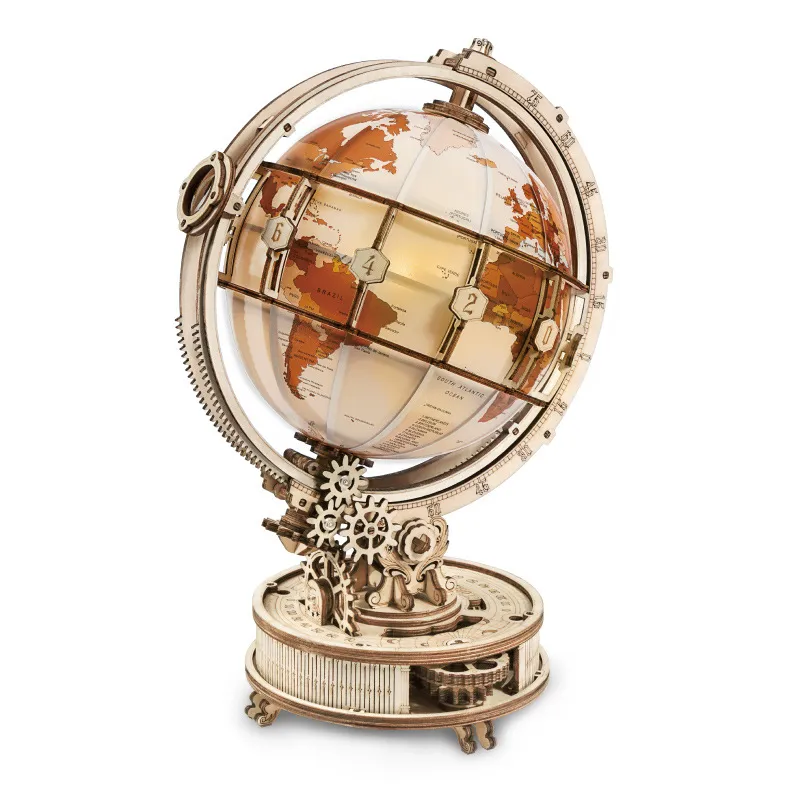 3D Wooden Luminous Gold Globe