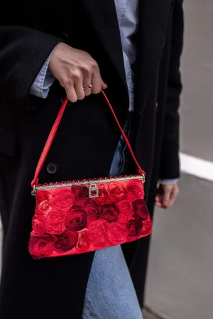 45. LP X C Valentino Red Floral Diamante Pochette Bag - AGL1447