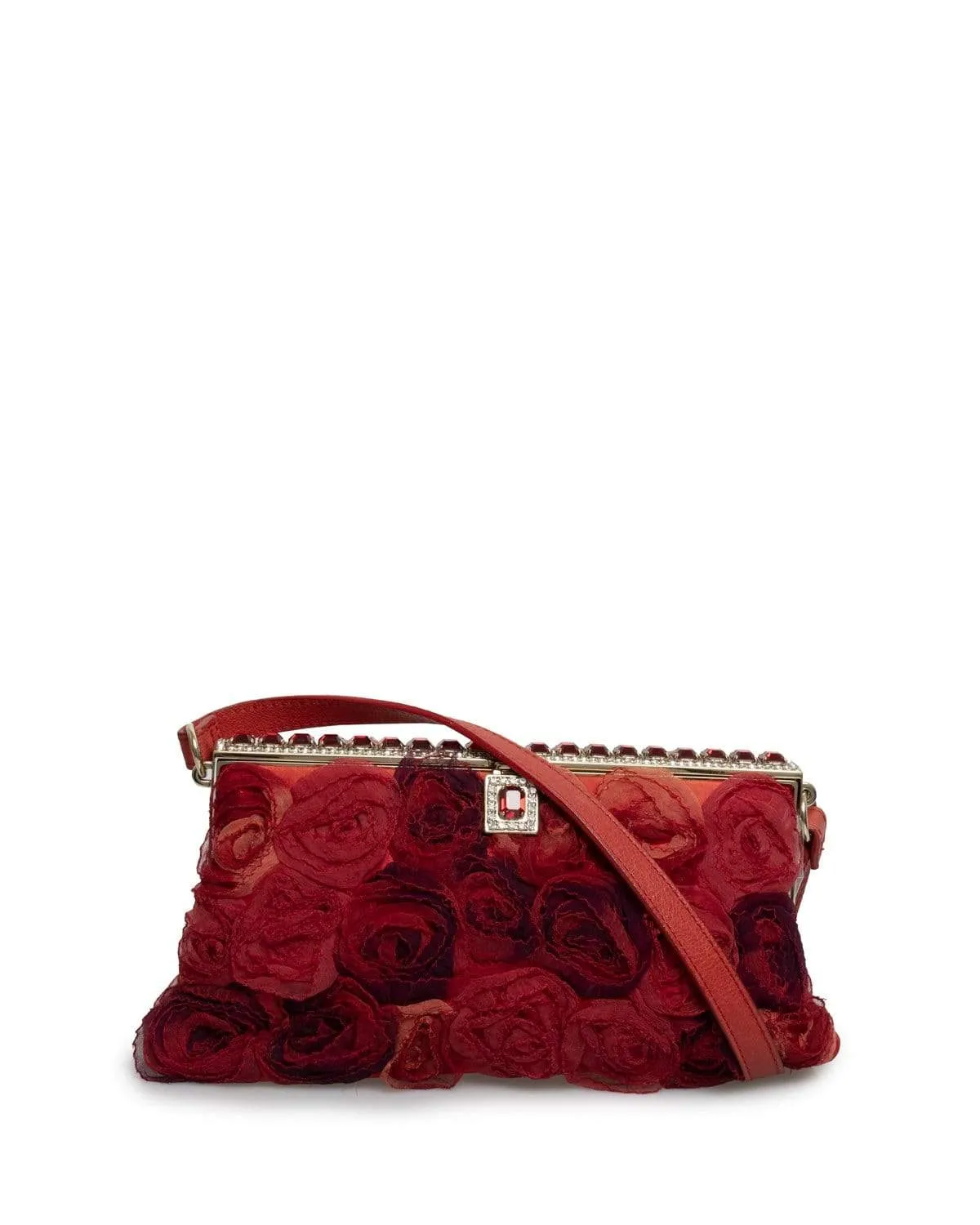 45. LP X C Valentino Red Floral Diamante Pochette Bag - AGL1447