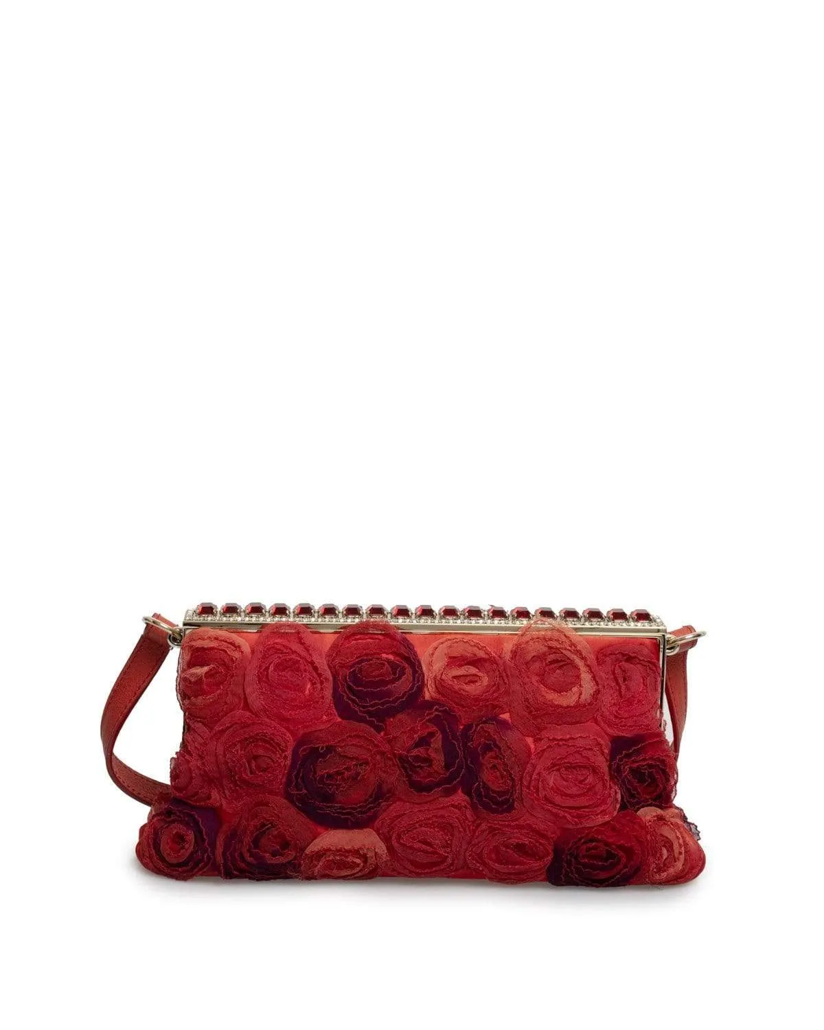 45. LP X C Valentino Red Floral Diamante Pochette Bag - AGL1447