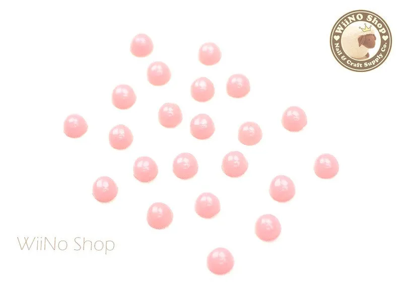 4mm Peach Candy Half Round Flat Back Acrylic Cabochon Nail Art- 15 pcs