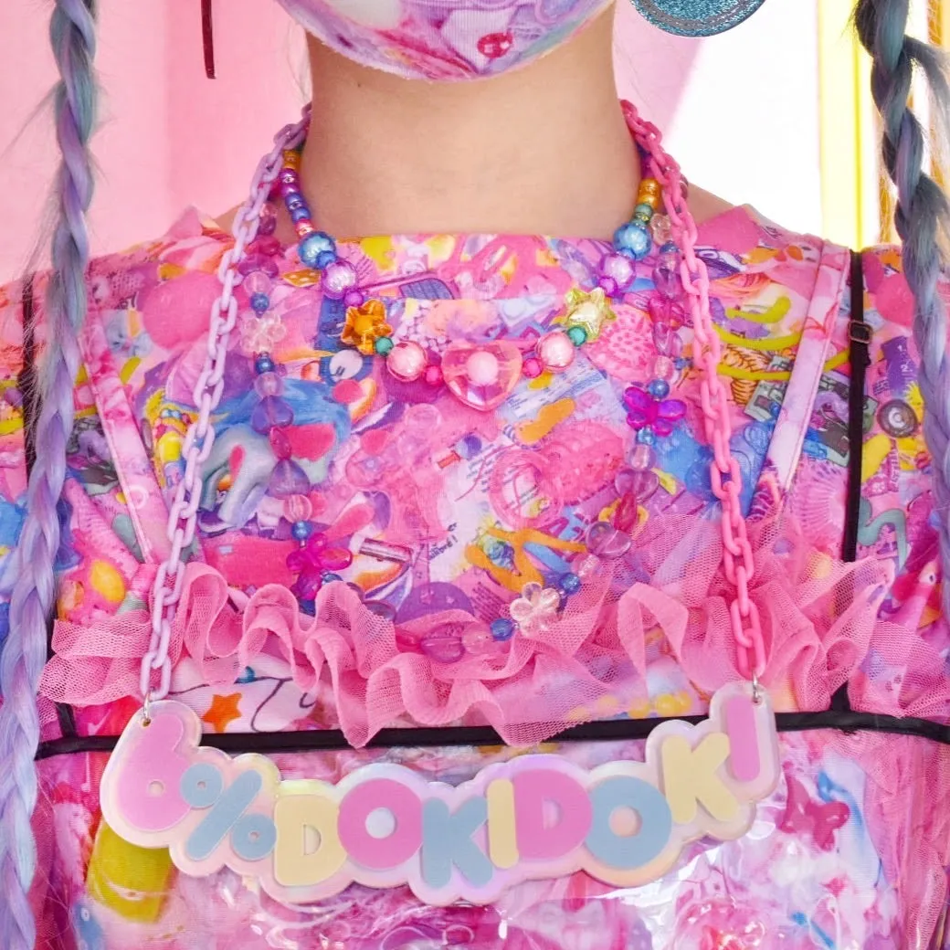 6% DOKIDOKI pastel logo plate necklace