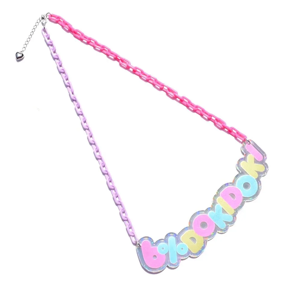 6% DOKIDOKI pastel logo plate necklace