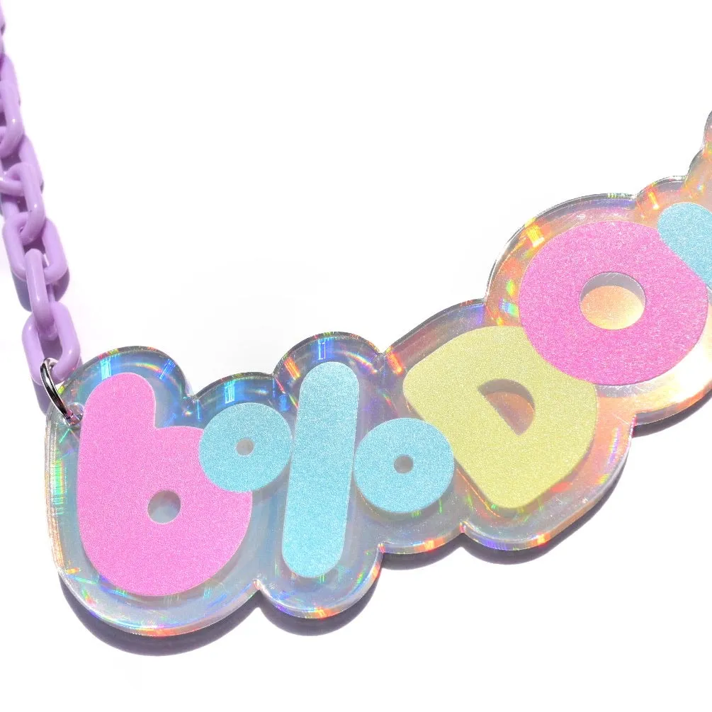 6% DOKIDOKI pastel logo plate necklace