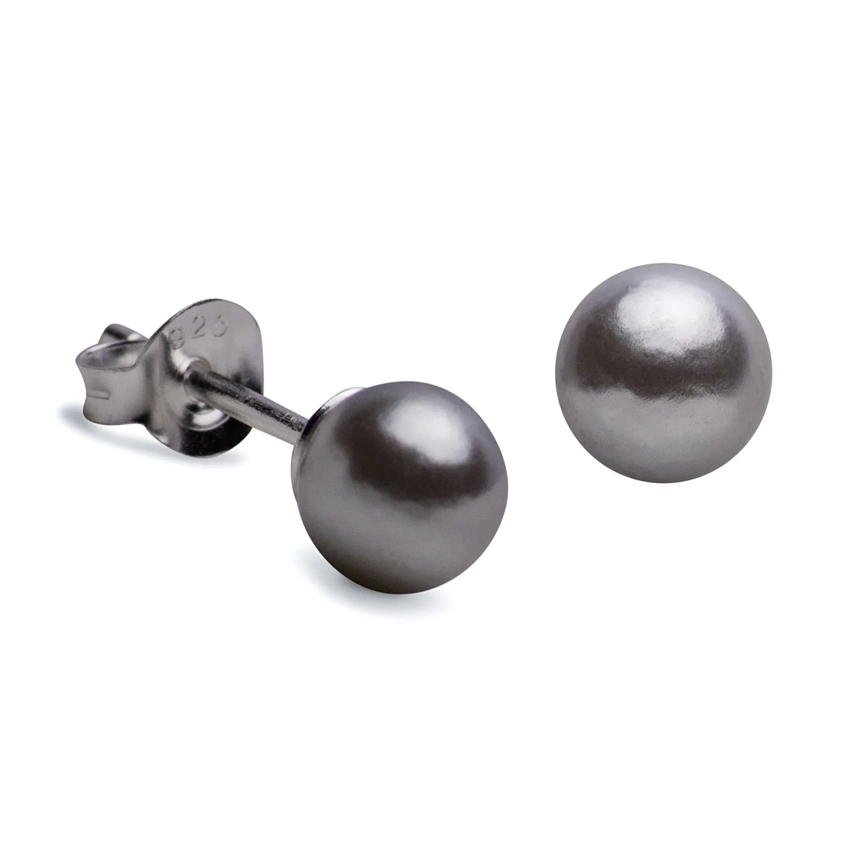 6 mm Grey Pearl Earrings