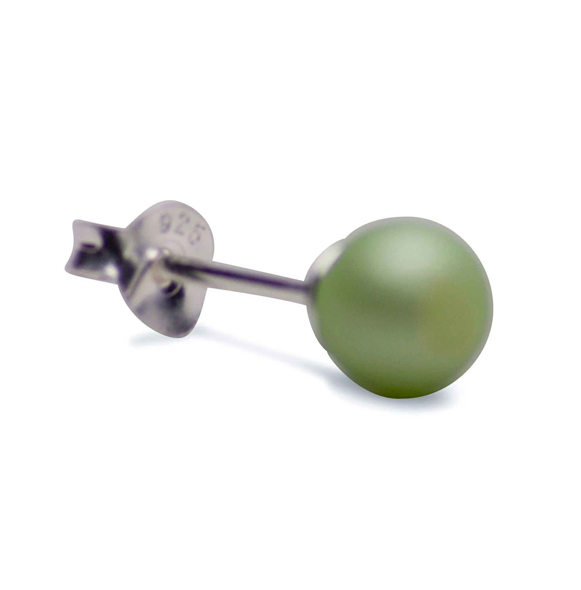 6 mm Light Green Pearl Earrings