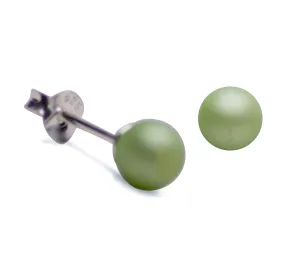 6 mm Light Green Pearl Earrings