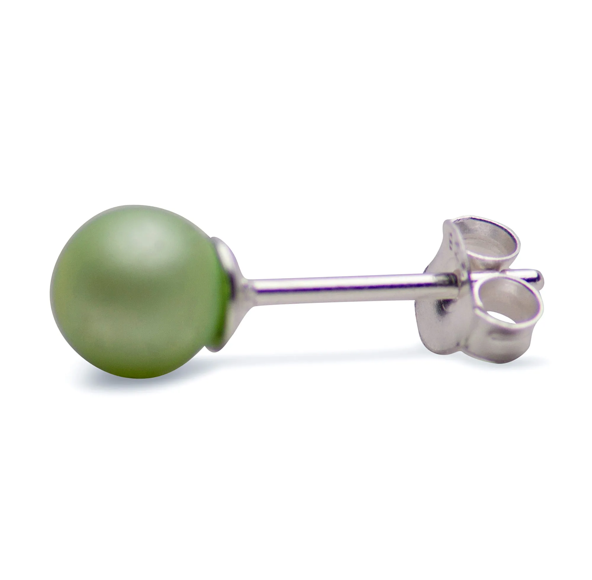 6 mm Light Green Pearl Earrings