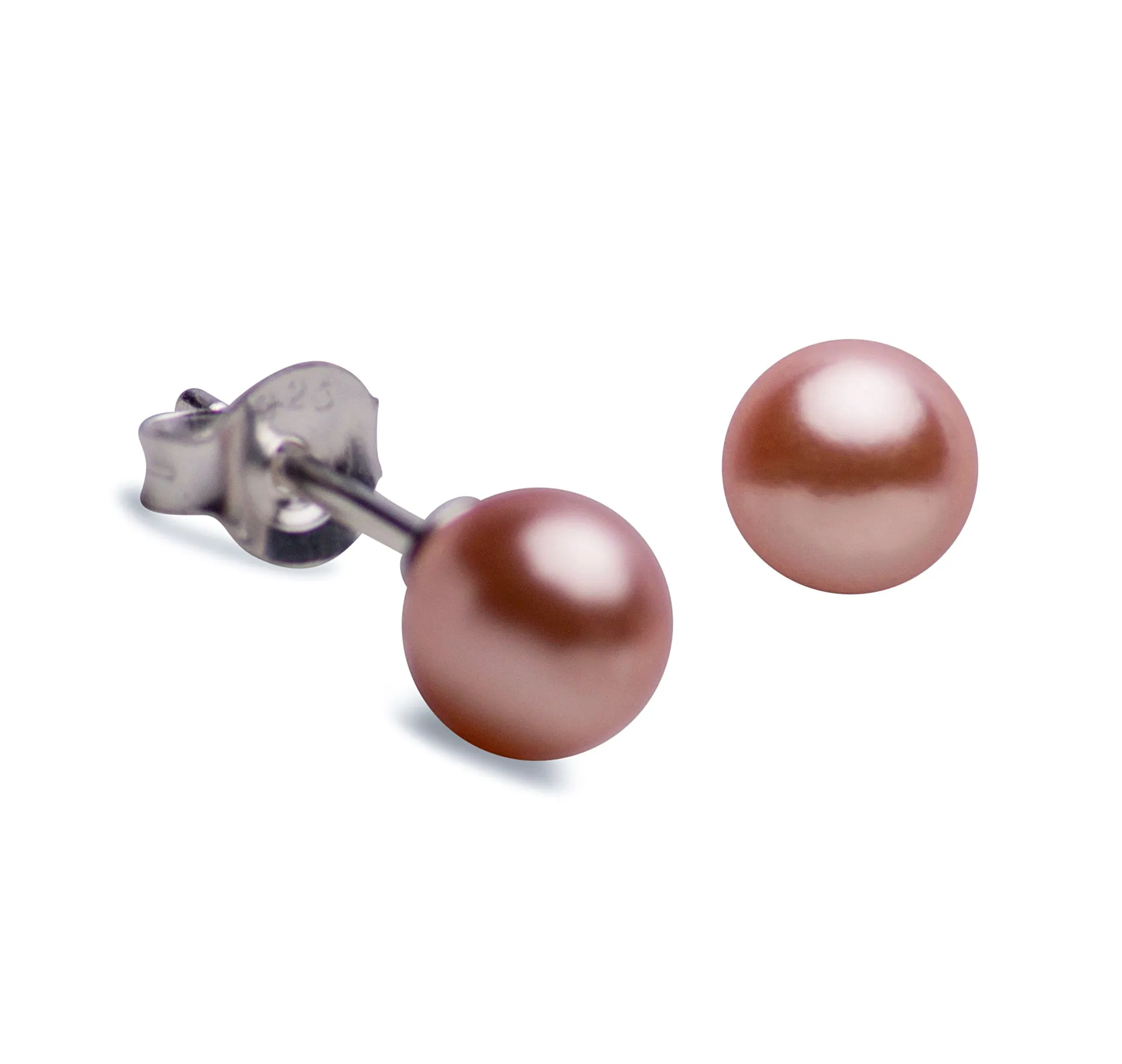 6 mm Peach Pearl Earrings