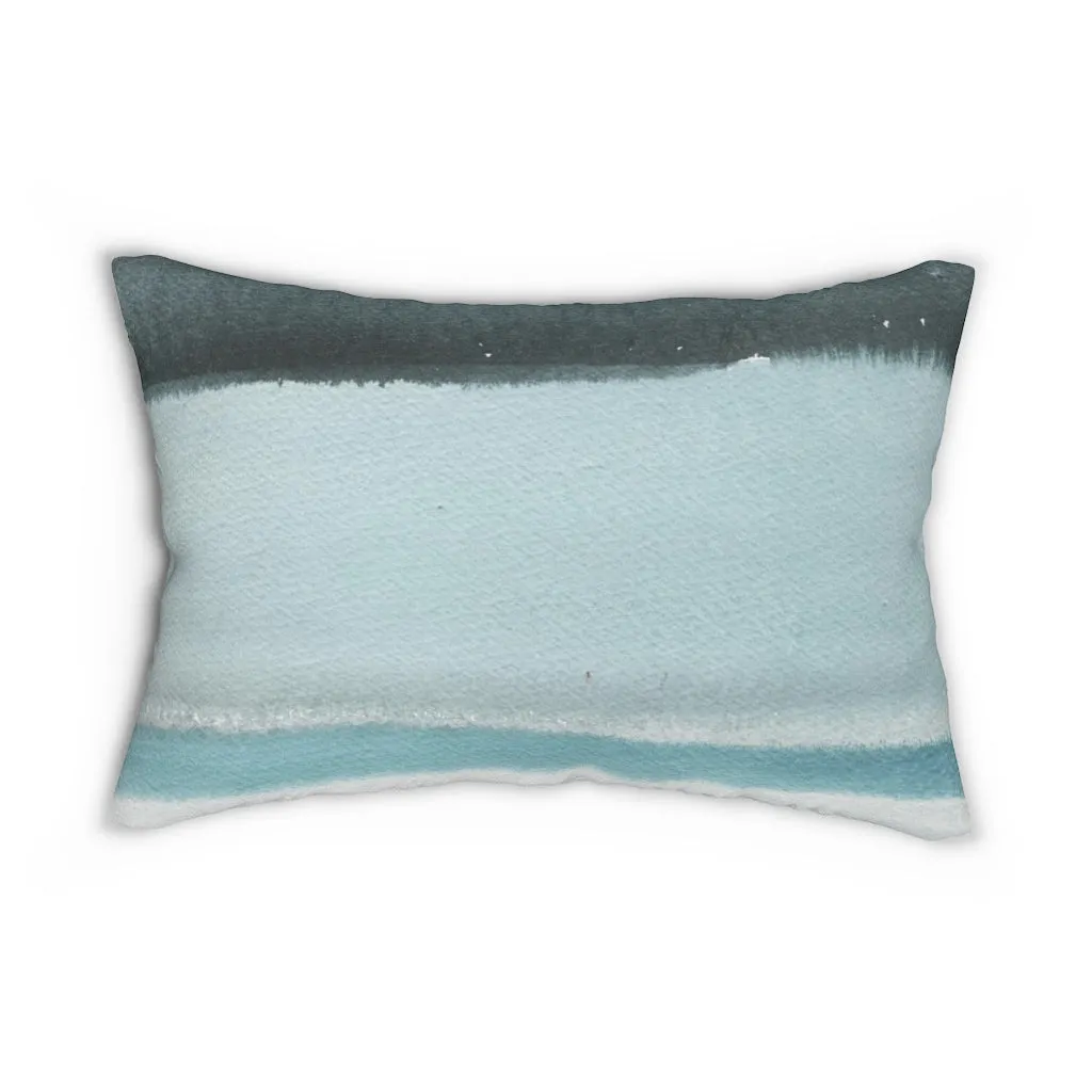 Abstract Boho Lumbar Pillow | Pastel Blue Grey