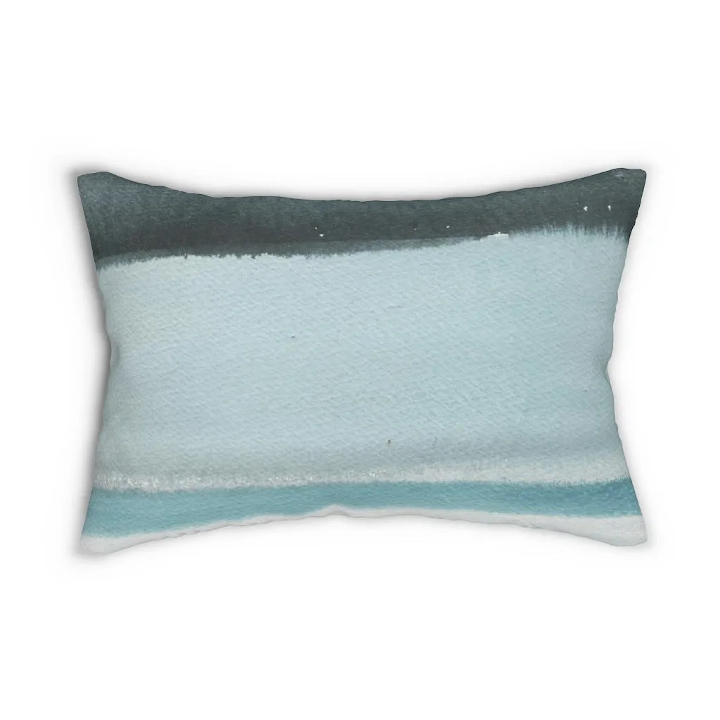 Abstract Boho Lumbar Pillow | Pastel Blue Grey