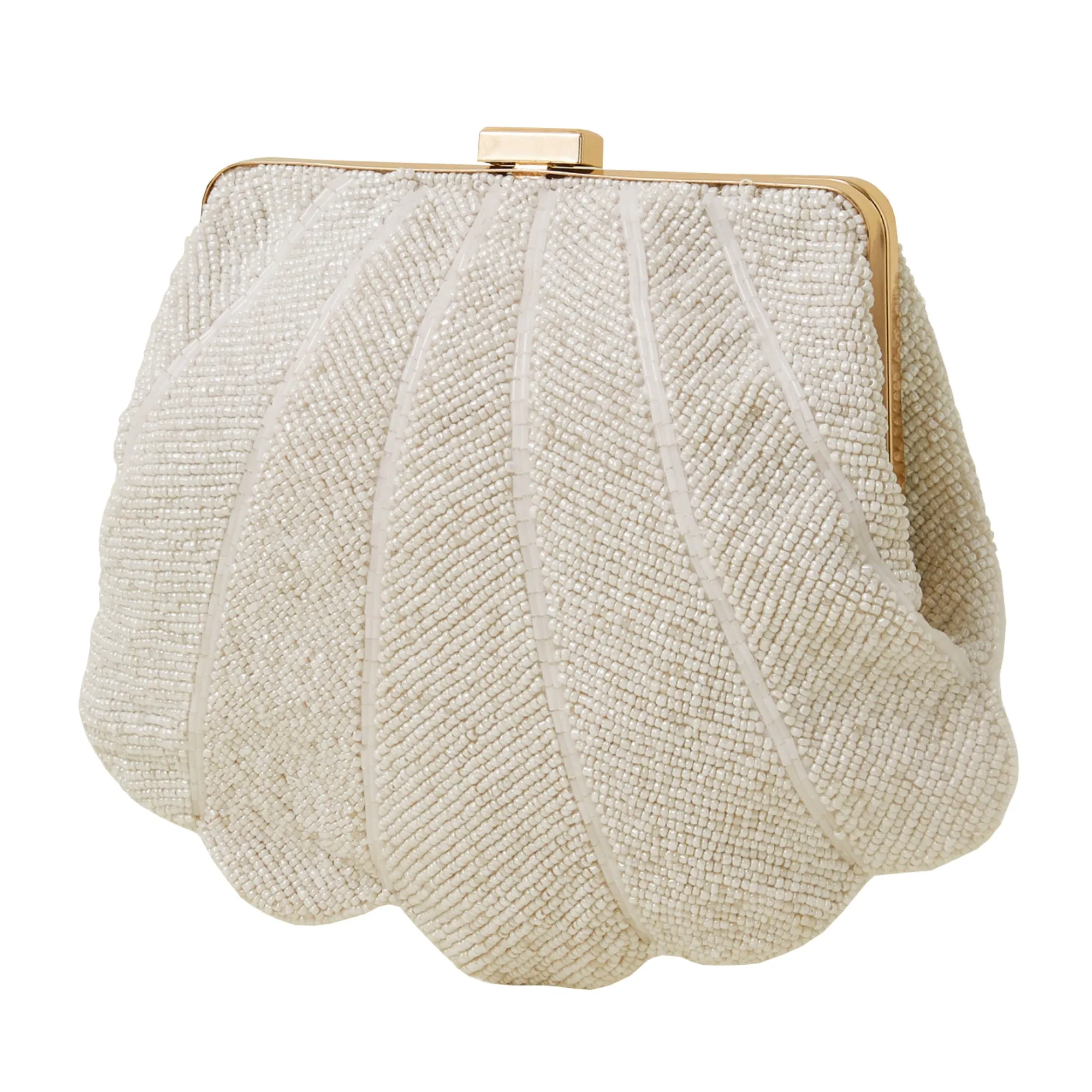 Accessorize London Women's White Bridal Scallop Clip-frame Bag