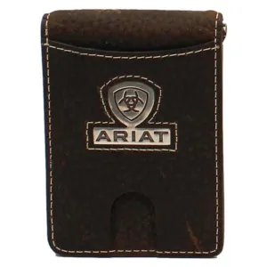 Ariat Men's Leather Bi Fold Money Clip Card Case