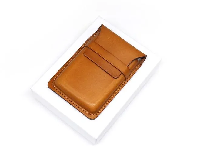 Badass Leather Mens Card Wallet Front Pocket Wallets Small Slim Wallet Change Wallet for Men