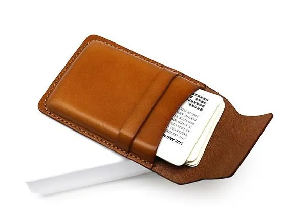 Badass Leather Mens Card Wallet Front Pocket Wallets Small Slim Wallet Change Wallet for Men