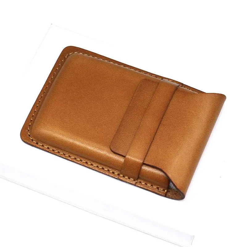 Badass Leather Mens Card Wallet Front Pocket Wallets Small Slim Wallet Change Wallet for Men