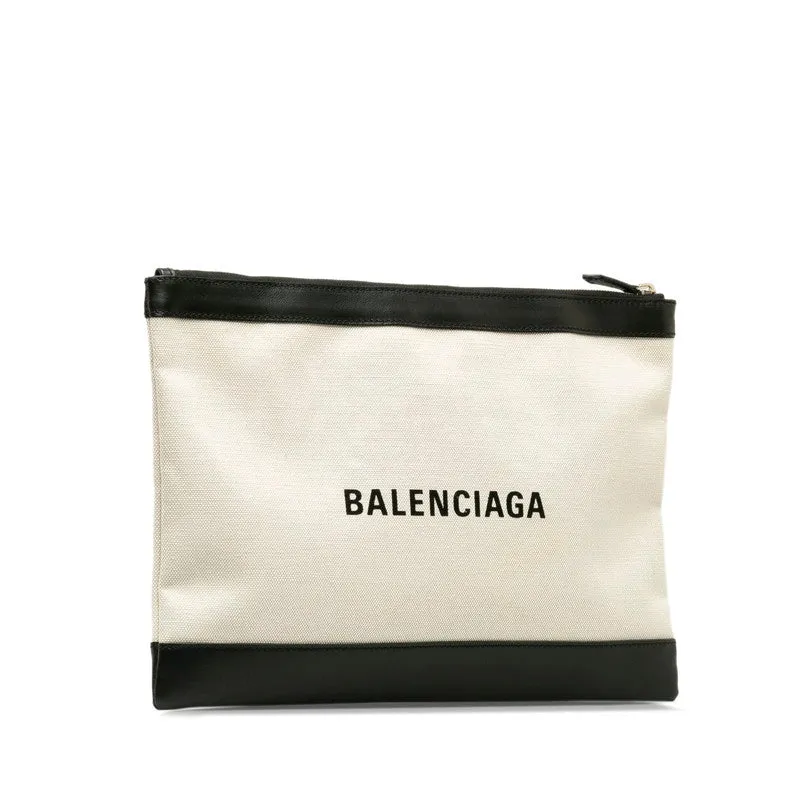 Balenciaga Canvas Leather Clutch Bag 373840