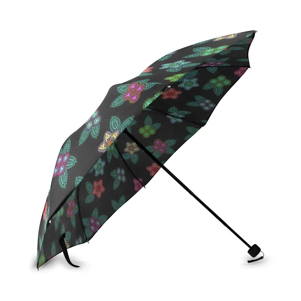 Berry Flowers Black Foldable Umbrella