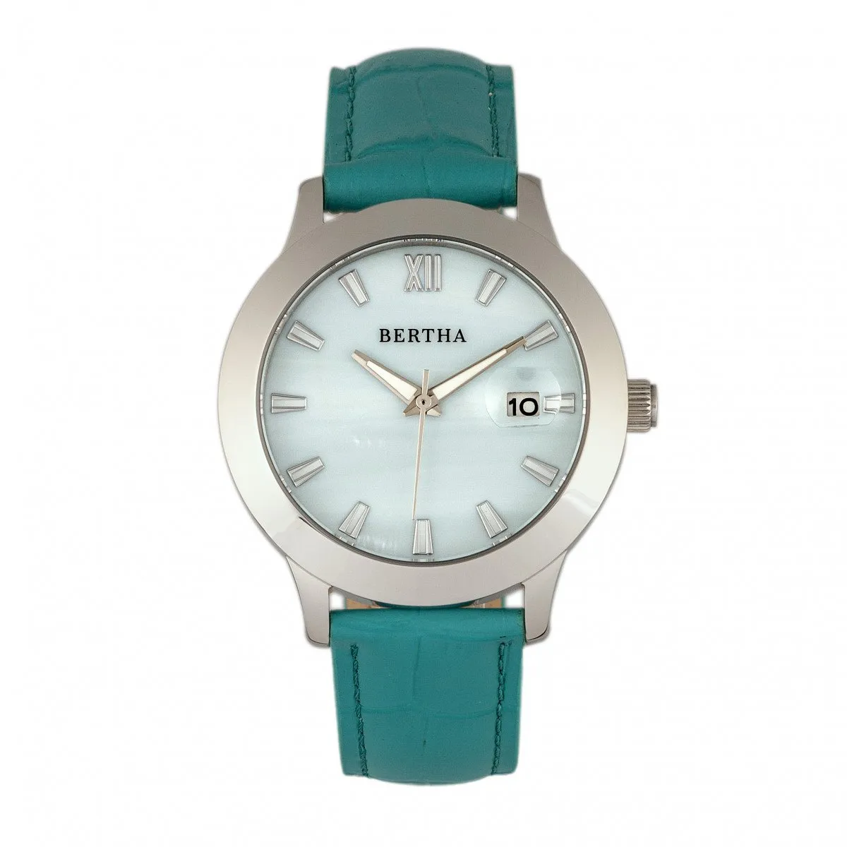 Bertha Eden MOP Leather-Band Watch w/Date