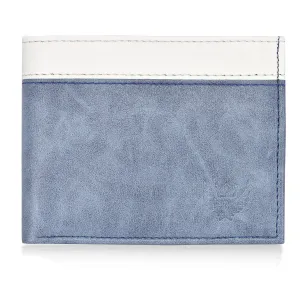 Bi-Fold Vegan Leather Wallet for Men (Blue,White)