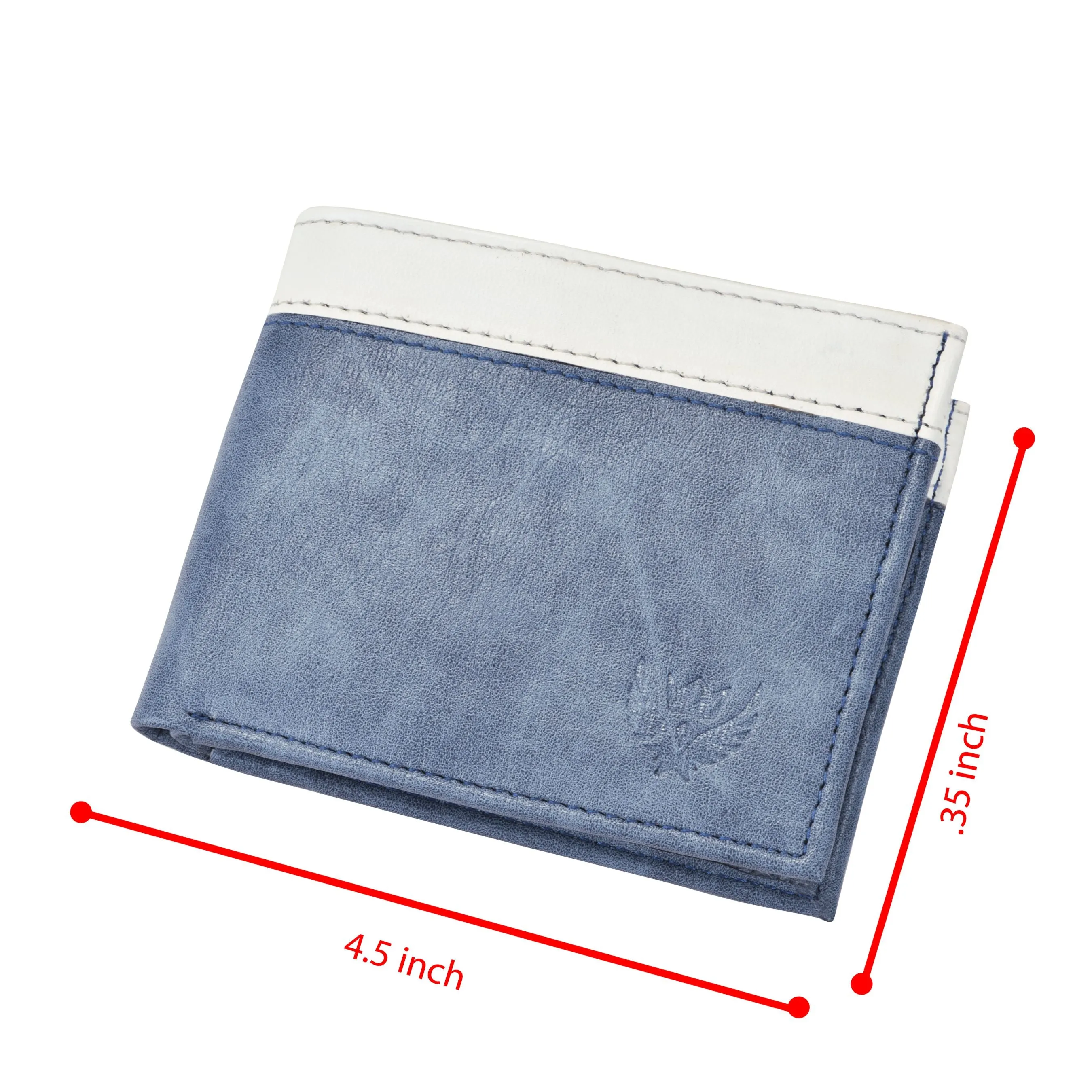 Bi-Fold Vegan Leather Wallet for Men (Blue,White)