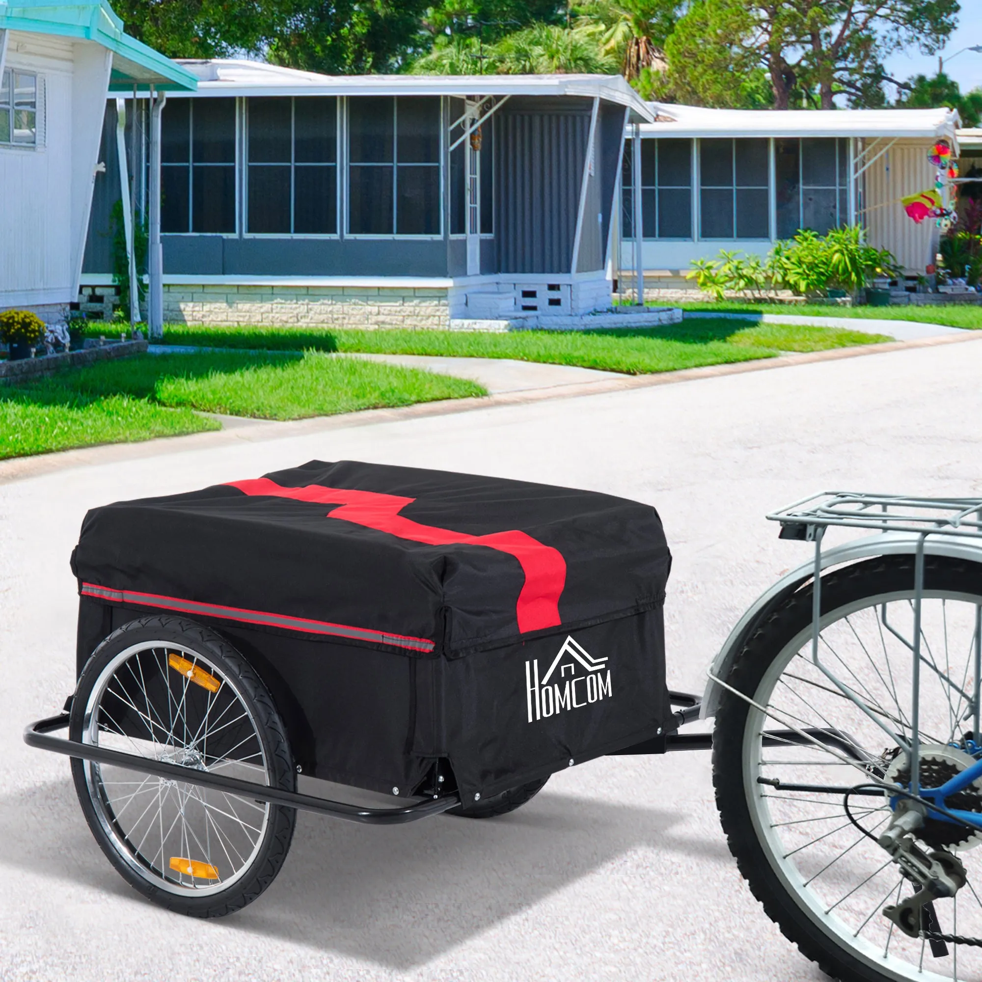 Bike Cargo Trailer W/Removable Cover-Red/Black