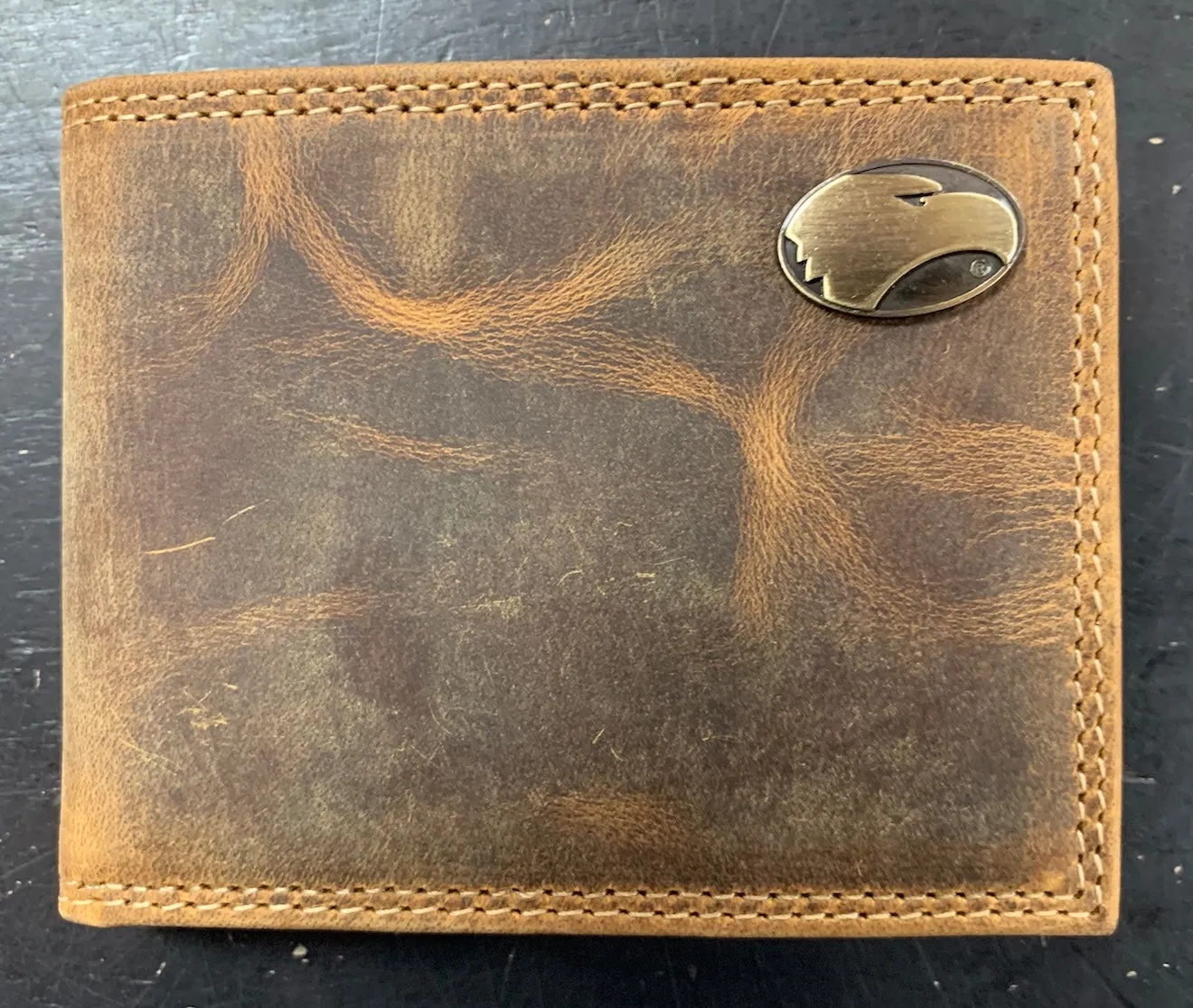 Bill Fold Passcase Wallet - Vintage Tan Crazy Horse Leather