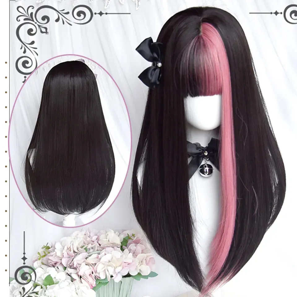 Black & Purple Color Block Wig