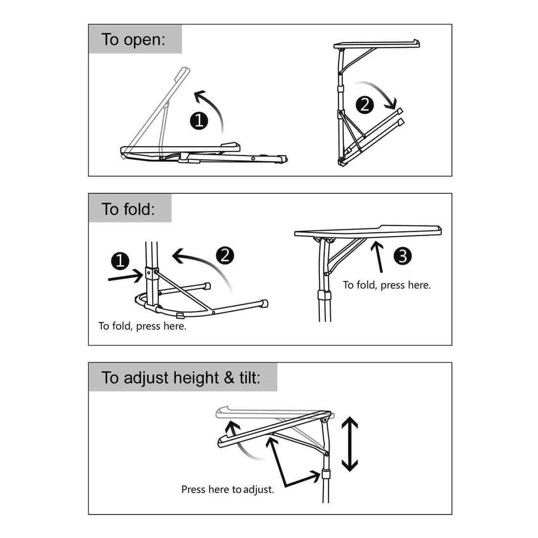 Black Laptop Stand Table Computer Desk Adjustable Height