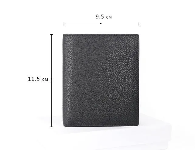 Black Leather Mens Slim Bifold Small Wallet Front Pocket Wallet billfold Small Wallet for Men