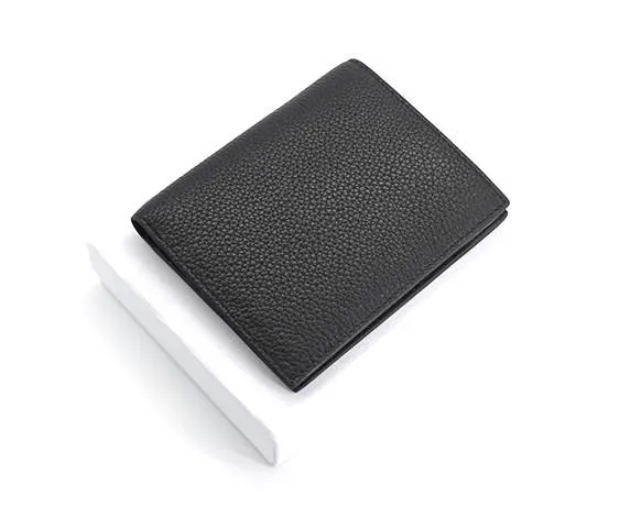 Black Leather Mens Slim Bifold Small Wallet Front Pocket Wallet billfold Small Wallet for Men