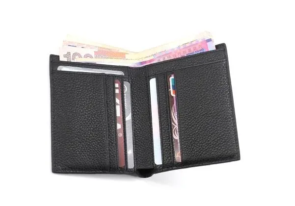 Black Leather Mens Slim Bifold Small Wallet Front Pocket Wallet billfold Small Wallet for Men