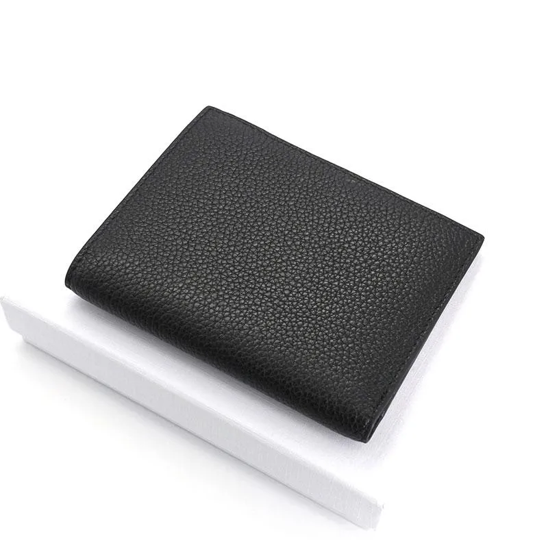 Black Leather Mens Slim Bifold Small Wallet Front Pocket Wallet billfold Small Wallet for Men