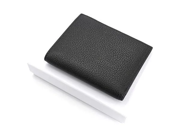 Black Leather Mens Slim Bifold Small Wallet Front Pocket Wallet billfold Small Wallet for Men