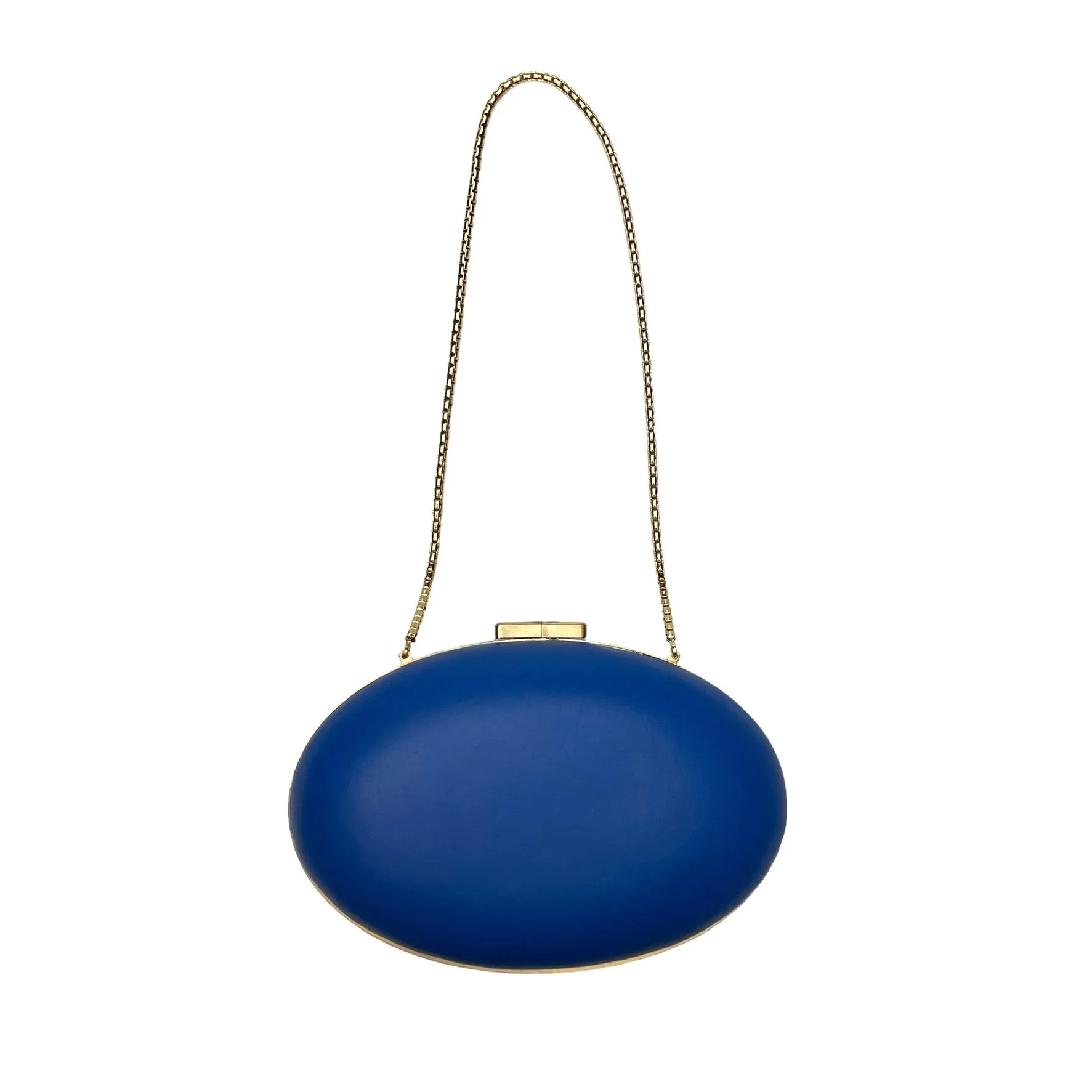 Blue Leather Oval Clutch