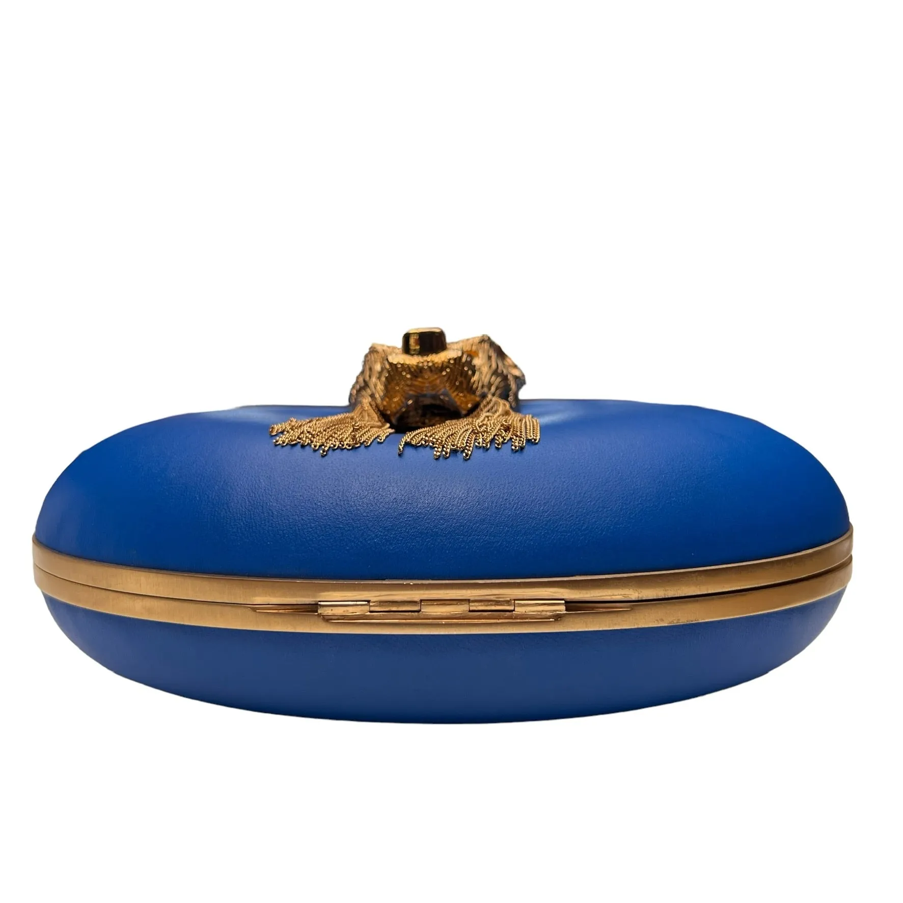 Blue Leather Oval Clutch