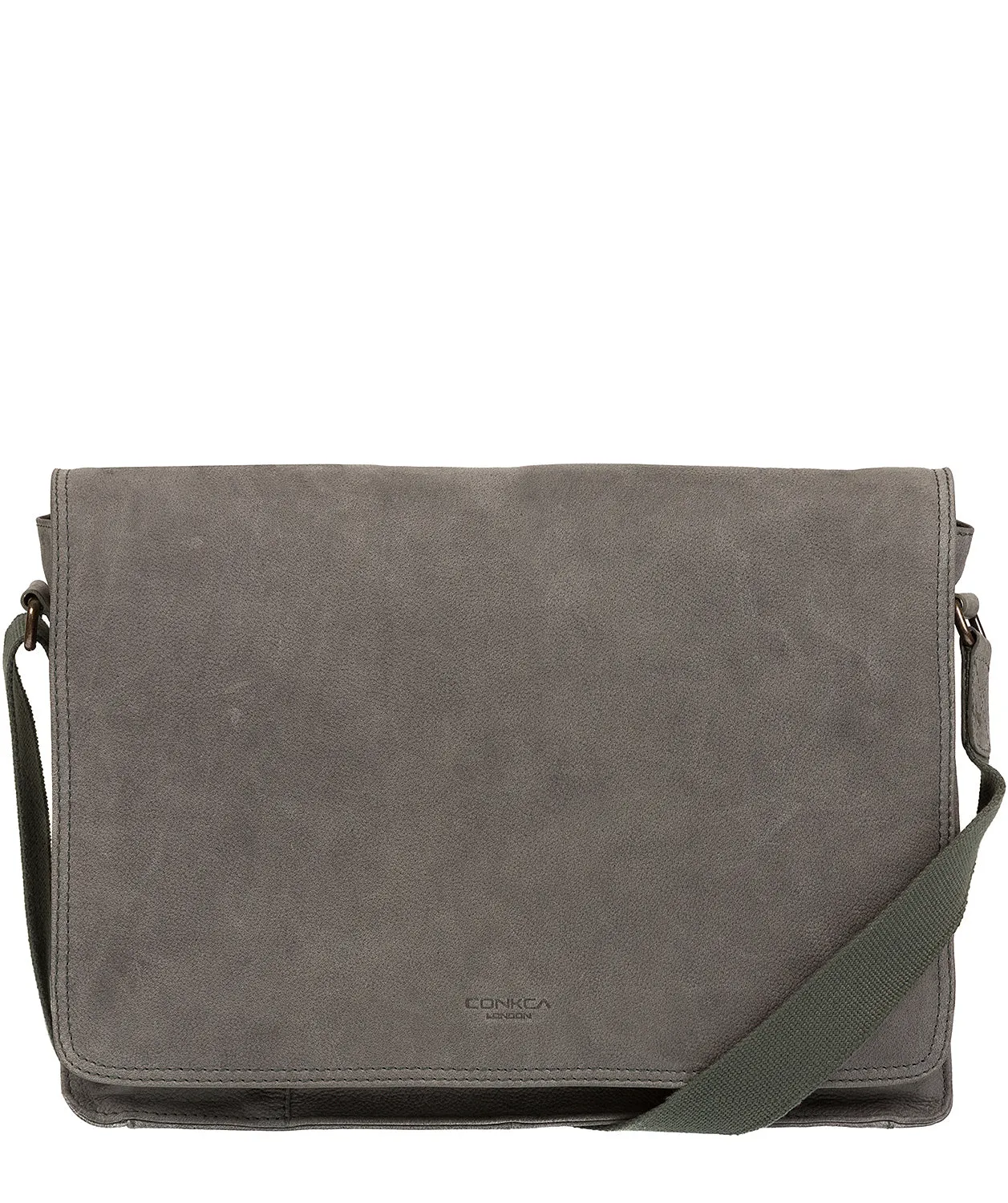 'Bolt' Vintage Grey Leather Messenger Bag