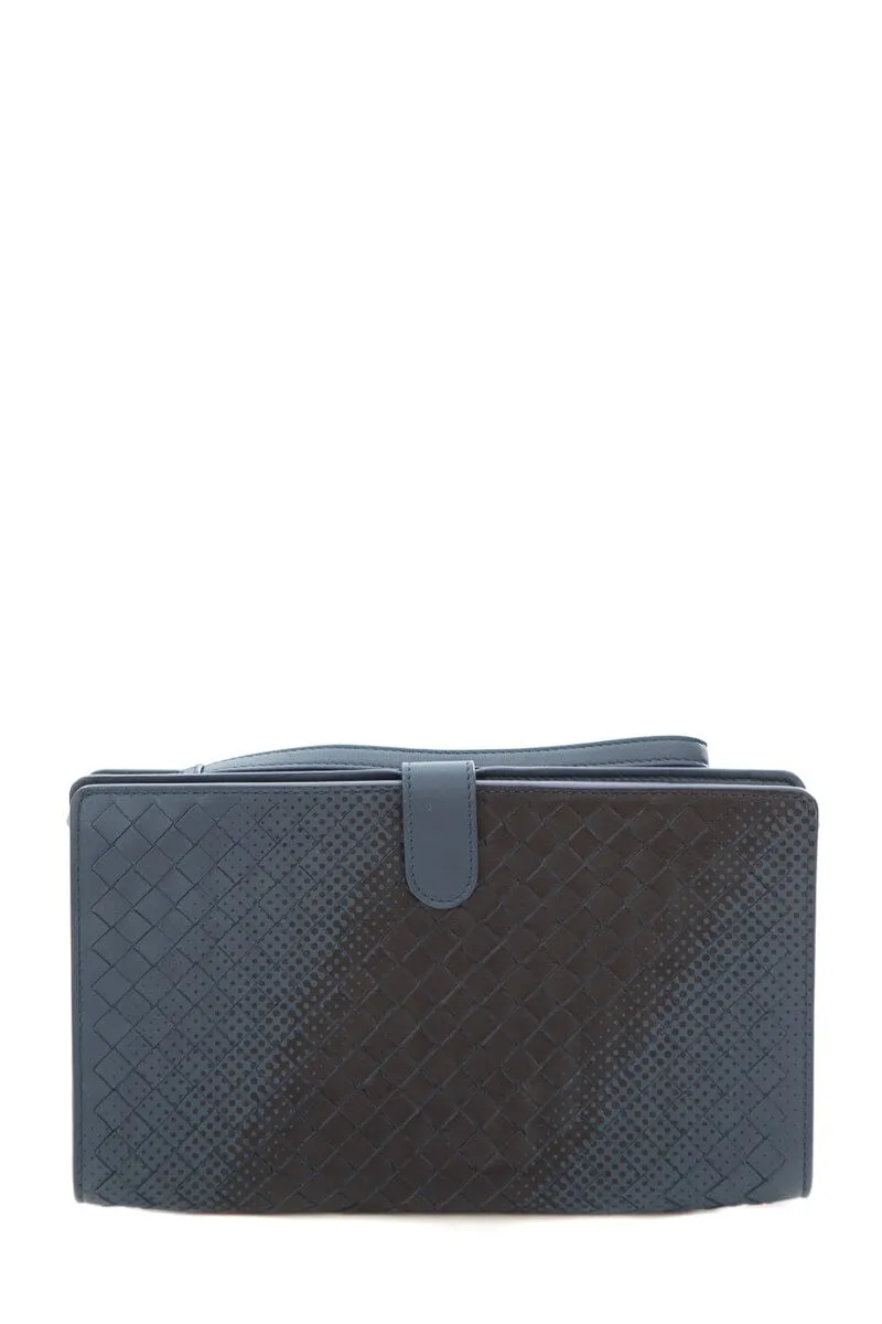 Bottega Veneta Intrecciato Blue & Black Graphic Clutch