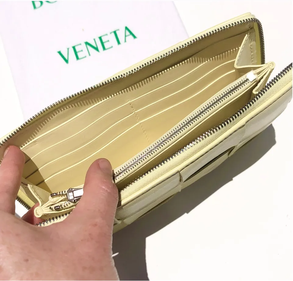 Bottega Veneta intrecciato zip around wallet/clutch bag in butter (For Hire)