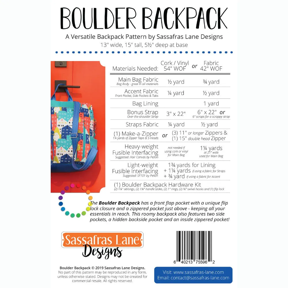 Boulder Backpack Pattern