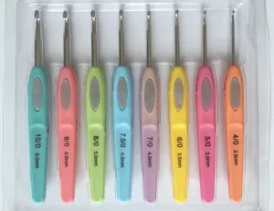 Brand New! 8 pcs Set Plastic Crochet Hooks Sizes 2.5mm to 6.0mm Pastel Colors Weave Knitting Crochet Spinning Craft