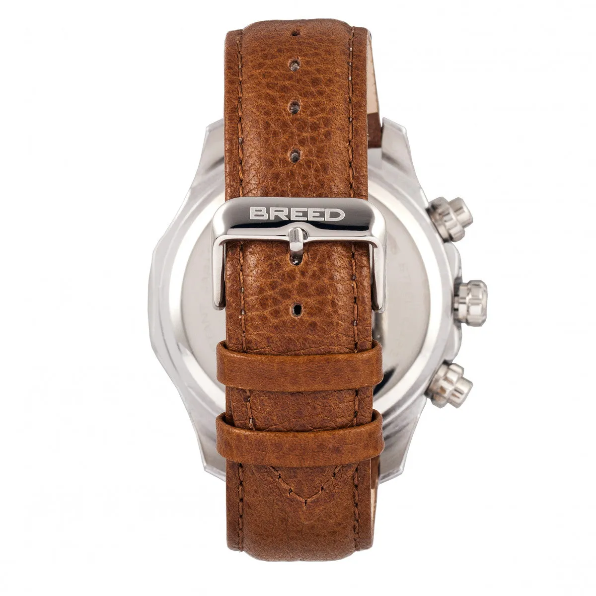 Breed Lacroix Chronograph Leather-Band Watch - Silver/Brown