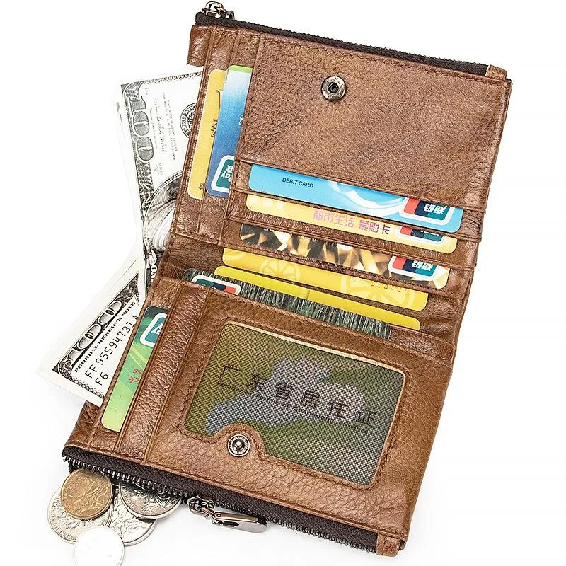 Brown Leather Billfold Wallet for Men Bifold Wallet Brown Leather Small Wallet For Men