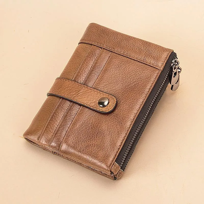 Brown Leather Billfold Wallet for Men Bifold Wallet Brown Leather Small Wallet For Men