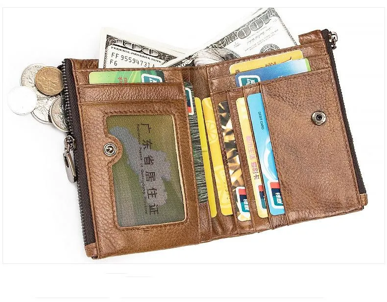 Brown Leather Billfold Wallet for Men Bifold Wallet Brown Leather Small Wallet For Men